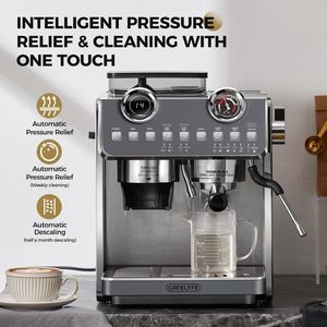 Cafetera Espresso CAFELFFE con Bomba <span class=keywords><strong>Barista</strong></span>, Molinillo, Doble Calentamiento, Bombas de Agua, 20 Bares de Presión, Funciones para Cappuccino/Mocha - Product Image 5