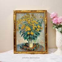 Tableau mural vintage avec paysages européens et fleurs, impression sur toile encadrée en bois, décoration intérieure, luxe pour mariage