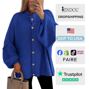 Suéter Cárdigan de <span class=keywords><strong>Punto</strong></span> para Mujer, Estilo Británico Retro, Color Sólido, <span class=keywords><strong>Manga</strong></span> Murciélago, Botones, Otoño Invierno - Product Image 2