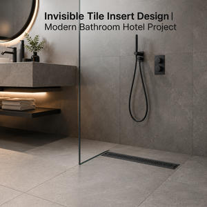 Drain de <span class=keywords><strong>douche</strong></span> linéaire noir mat en acier inoxydable SUS304, anti-odeur, anti-obstruction, longueur personnalisée, vente en gros usine - Product Image 5