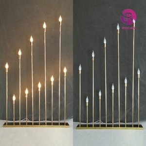 Gold Wedding <strong>Candlesticks</strong> Light 10 Arms <strong>LED</strong> Candelabra Light Wedding Decoration Party Events Aisle Corridor Stage <strong>Candlesticks</strong> - Product Image 2