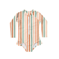 Traje de baño personalizado con estampado floral de una pieza para niñas, traje de baño multirayas para bebés, trajes de baño con protección solar UPF 50 +
