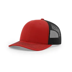 Özelleştirilmiş sporcu ağı beyzbol şapkası biraz kavisli ağız çocuk yetişkin Richardson özel Logo ile 112 6 Panel kamyon şoförü şapkası Mesh şapkalar