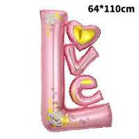 Vente en gros de nouveaux ballons de la Saint-Valentin, ensemble de ballons en feuille d'aluminium 3D en forme de LOVE, décorations créatives pour mariage, salle de réception et fête