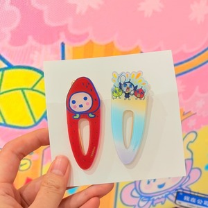Pince à cheveux en acrylique Tamagotchi Goutte <span class=keywords><strong>d</strong></span>'eau, pince bec de canard, motif dessin animé mignon pour étudiant, pince latérale pour frange en forme de cœur, unisexe, jouet, Japon, maternité - Product Image 6