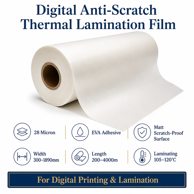 Digital Anti-Scratch Thermal Lamination Film 28 Micron Scratch Proof Matt Finish EVA Adhesive Film for Digital Printing