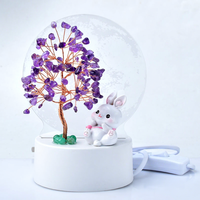 Lampe de table décorative professionnelle en forme d'arbre, ornée de fils et de cristaux d'améthyste et de citrine, idéale comme cadeau