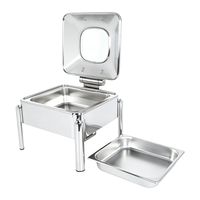Luxe vierkante hydraulische buffetchafingdish van roestvrij staal met glazen deksel voor restaurants en banketten