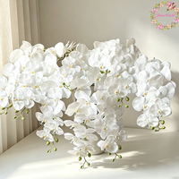 Anggrek Phalaenopsis Putih 9 Kuntum Cetak 3D Terlaris, Bunga Artificial Sentuhan Asli untuk Dekorasi Pernikahan dan Rumah