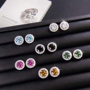Hip-hop Moissanite <b>Stud</b> 1ct VVS 925 <b>Sterling</b> <b>Silver</b> <b>Silver</b> Plated Trendy Men Women Jewelry Flower Cluster Halo Diamond Earrings - Product Image 5