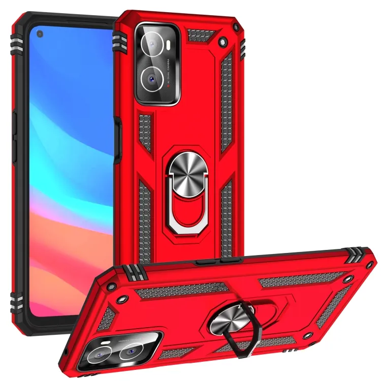 Shockproof armor bumper rugged defender case with ring stand compatible with magnetic car mount for OPPO A36/A76 Reno5Z/F19 Pro+