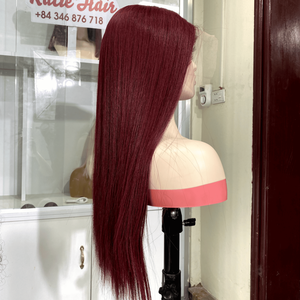 Peluca vietnamita Super doble dibujado hueso recto encaje frontal colores personalizables encaje transparente cabello humano virgen de alta densidad - Product Image 1