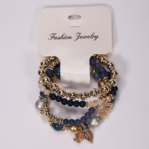 Trendy Zinc Alloy <b>Beaded</b> <b>Bracelets</b> with Imitation Pearl and Feather Charm Gold Plated Women's Fashion Jewelry - Product Image 6