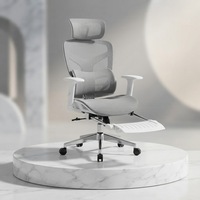 Chaise de bureau de luxe moderne à dossier haut en maille avec design ergonomique confortable, appui-tête réglable, fonction pivotante et repose-pieds inclus