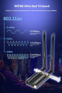 <span class=keywords><strong>Carte</strong></span> réseau sans fil 5400Mbps <span class=keywords><strong>WIFI</strong></span> 6E <span class=keywords><strong>PCI</strong></span>-E MTK7922 802.11AX 3 bandes 2.4G/5G/6Ghz <span class=keywords><strong>PCI</strong></span> E PCIE adaptateur <span class=keywords><strong>WIFI</strong></span> 2 en 1 - Product Image 5