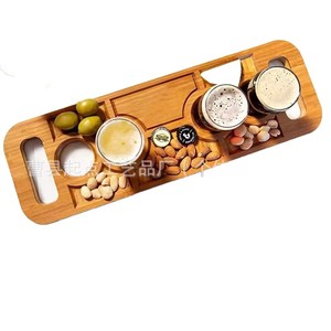 Plateau à boissons créatif en bois, plateau de rangement anti-renversement pour vin et boissons, plateau portable en bois massif pour fruits secs et en-cas - Product Image 1
