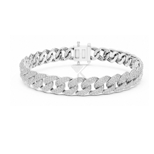 Bracelet gourmette cubaine pavée de diamants de laboratoire en or jaune, bijou de luxe imposant - Product Image 3
