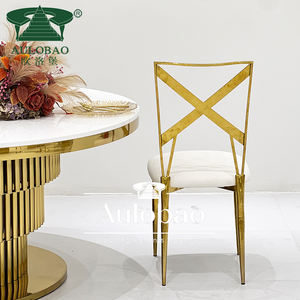 Modern Cross Back Titanium <b>Gold</b> Stainless Steel Dining Event <b>Chair</b> - Product Image 6