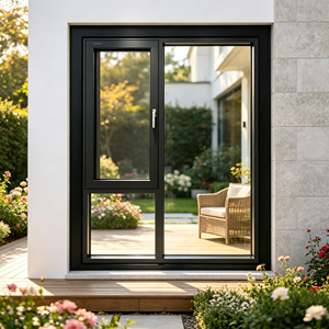 Ventana Abatible de Aluminio Plateado Deioux, Doble Acristalamiento, Vidrio Templado Low-E, Aislamiento Térmico, Insonorización, para Edificios Comerciales - Product Image 1