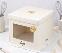 Boîte à gâteau personnalisée avec logo, boîte à gâteau carrée avec fenêtre, carton ivoire biodégradable de qualité alimentaire pour pâtisserie, gâteaux faits main pour fêtes
