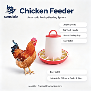 Mangeoire automatique pour volailles de 12 kg, bac à nourriture pour poulets en PP, remplissage facile, plat d'alimentation pour la ferme - Product Image 2