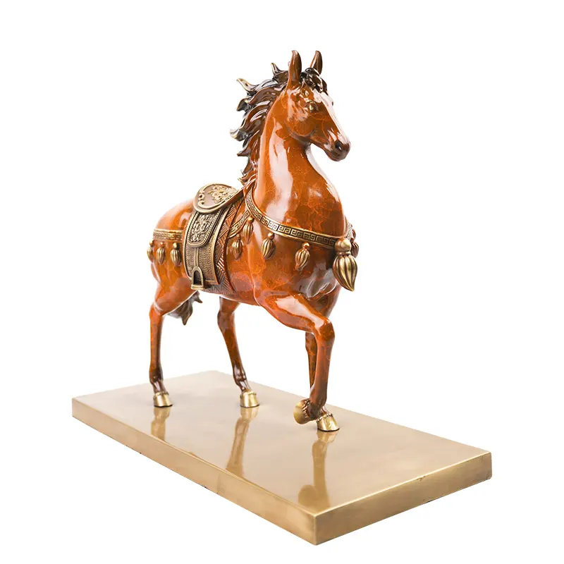 Scultura del cavallo della dinastia Tang di colore cromatico dell'ottone della decorazione dell'interno di alta qualità