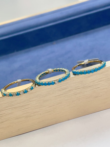 Xinfly Jewelry Turquoise Stackable <b>Ring</b> for Women Girls 18k Gold Natural Diamond Wedding Promise <b>Rings</b> Blue Stone <b>Stacking</b> - Product Image 5