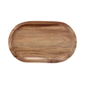 Plateaux de service en bois d'acacia, assiettes rectangulaires en bois de forme ovale pour la confiserie, le fromage, le pain, les fruits, les légumes et les sushis