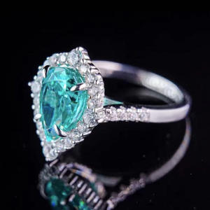 F1352 Anello da donna in argento con diamanti taglio a pera, colore G naturale, gioiello di fidanzamento per lei - Product Image 3