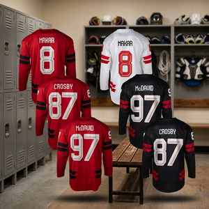 Qualité supérieure, cousu avec soin, équipe américaine 2026, hiver # 8 Cale Makar # 13 Sam Reinhart # 63 Brad Marchand Face avant antibactérienne personnalisable - Product Image 3