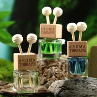 Diffuseur de parfum rechargeable pour voiture, flacon en verre avec couvercle en bois, clip de ventilation et bâtonnets en rotin pour emballage de parfum d'ambiance automobile