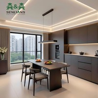 美国别墅项目现代定制彩色烤漆钢制厨房橱柜易于安装CAD/3D设计预制顶柜