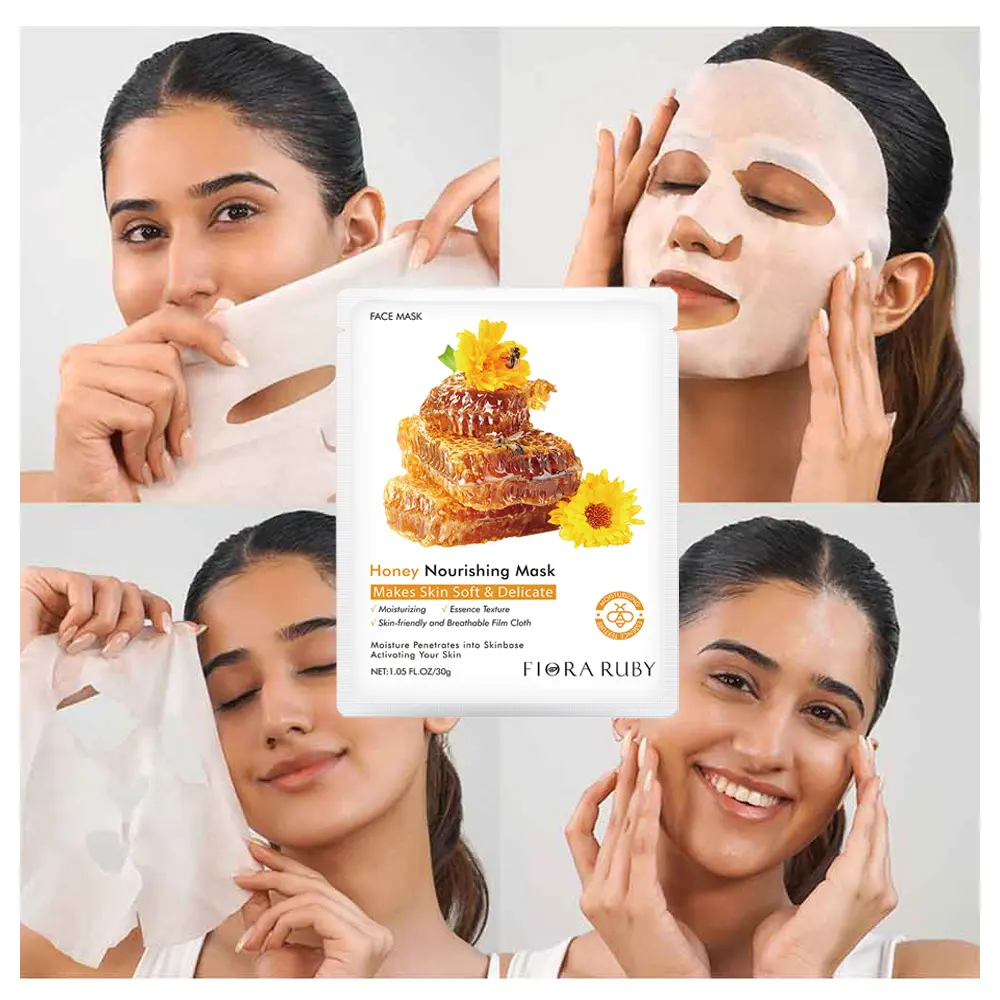 Máscara facial para cuidados com a pele, máscara hidratante profunda com extrato de mel e folha de pele