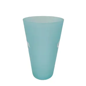 中国工厂定制印刷廉价牢不可破塑料饮料杯磨砂400毫升蓝色可重复使用PP塑料杯