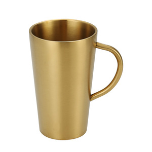 Stainless Steel Water Mug Gold Color With Handle Straight Cup For Coffee Tea Juice Beverage Party Use - Product Image 4