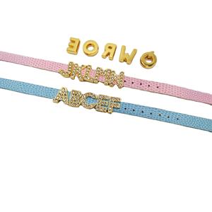 売れ筋8mm穴金メッキラインストーンレターペンダントチャーム手作りDIYキーホルダージャンクフォンケース工芸品 - Product Image 4