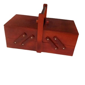 Caja de Accesorios de escritorio para reloj, armario de exhibición de madera, con aguja y sello de hilo, para objetos pequeños, vino tinto, Vintage - Product Image 2