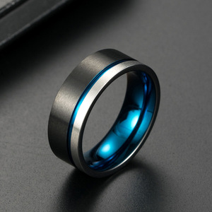 Anillos de moda para hombre, diseño geométrico en negro y azul, joyería de uso diario K R237 - Product Image 3