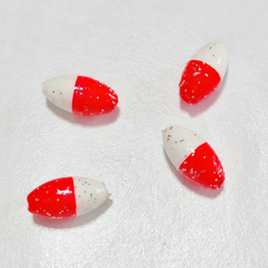 Petites perles ovales flottantes en mousse EPS rouge/blanc avec paillettes, flotteurs, appâts de pêche - Product Image 1