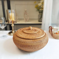 Panier de rangement en rotin tissé à la main de style nordique vietnamien, panier à fruits créatif pour table basse, pour un usage domestique, pour le stockage des aliments