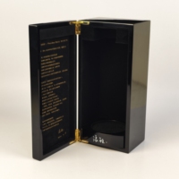Boîte cadeau en bois laqué pour vin, avec doublure en velours, charnière en métal doré, logo personnalisé, pour une bouteille, coffret de rangement de luxe pour vin