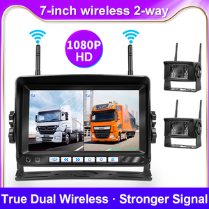 กล้องสำรองข้อมูลไร้สาย 7 นิ้วเครื่องบันทึก DVR 2 รองรับฟังก์ชั่นบันทึกวิดีโอเสาอากาศคู่รถบรรทุกมอเตอร์โฮม 1080P สำหรับไร้สาย- - Product Image 3