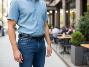 Cintura da Uomo 3,5 cm con Fibbia in Lega, in Pelle Bovina, Stile Casual - Product Image 2