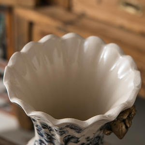 Livraison gratuite Vase en céramique de style américain rétro fissure de glace Décorations créatives pour la décoration de la maison Style européen Binaural High - Product Image 4