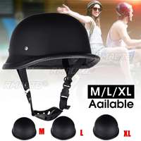 Casque de moto vintage allemand M/L/XL, casque de scooter, casque de cruiser, casque demi-face, casque de moto noir brillant, style automobile noir