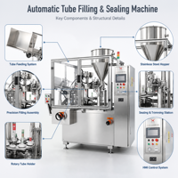 Machine de remplissage et de scellage automatique de tubes de crème XINYOU, haute précision, petite, contrôlée par PLC, application efficace de l'eau, 20-50 pièces/min