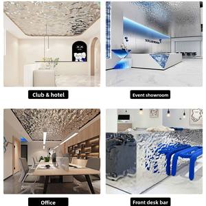 <span class=keywords><strong>Film</strong></span> décoratif imitation métal acier inoxydable effet vague d'eau, autocollant étanche pour plafond de magasin, KTV, hôtel, mariage, or et argent - Product Image 4
