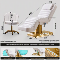 Table de massage électrique de luxe à 3 moteurs réglables avec chauffage, base dorée en cuir PU pour équipement de spa et salon de beauté