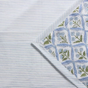 Manta acolchada con estampado de bloque azul de acero claro, edredón de algodón 100%, sofá y cama, colcha de cama de regazo de salvia, colcha de lujo acolchada de gran tamaño - Product Image 1