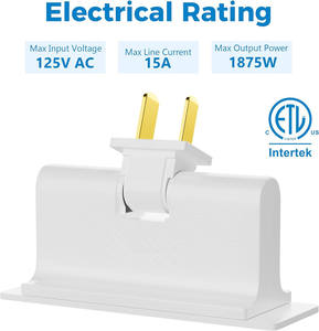 Adaptador de Enchufe Giratorio Polarizado de 2 Clavijas con 3 Tomas, Enchufe de Pared Giratorio de 180 Grados, Convertidor de 2 Clavijas a 2 Clavijas con Triple Salida - Product Image 2
